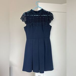 Navy Blue Lace Top Fit‎ & Flare Dress Party Cocktail Occasion - Size 11